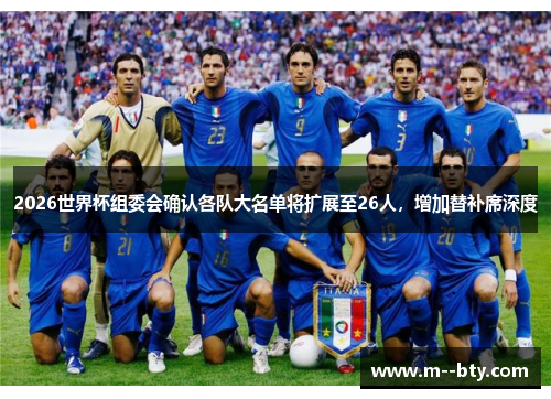2026世界杯组委会确认各队大名单将扩展至26人，增加替补席深度